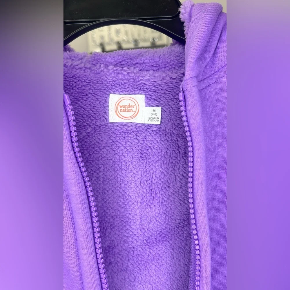 Wonder Nation Girls Purple Sherpa Lined Zip Hoodie Jacket NWT XS 4-5 & M 7-8